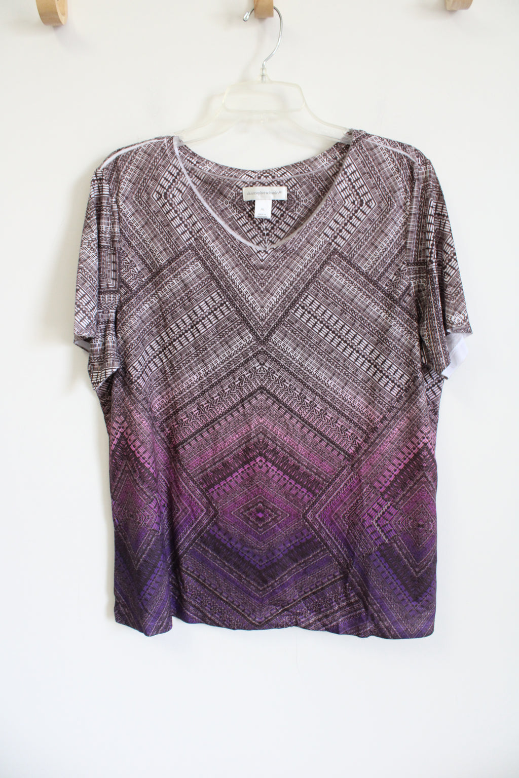 NEW Christopher & Banks Purple Patterned Top | XL