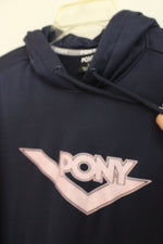 PONY Navy Blue and Pink Hoodie with Zip | L