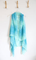 Blue & Green Patterned Sleeveless Cardigan | S/M