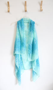 Blue & Green Patterned Sleeveless Cardigan | S/M