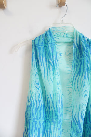 Blue & Green Patterned Sleeveless Cardigan | S/M