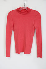 Aerie Real Soft Coral Ribbed Turtleneck Long Sleeved Shirt | XS