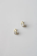 Sterling Gold Tone Teardrop CZ Earrings