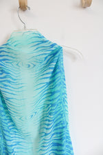 Blue & Green Patterned Sleeveless Cardigan | S/M