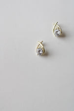 Sterling Gold Tone Teardrop CZ Earrings