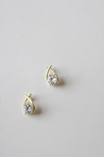 Sterling Gold Tone Teardrop CZ Earrings