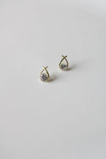 Sterling Gold Tone Teardrop CZ Earrings