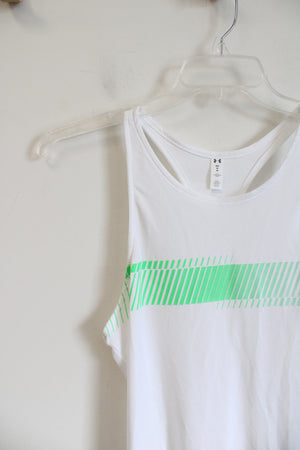 Under Armour White & Green Athletic Tank | M