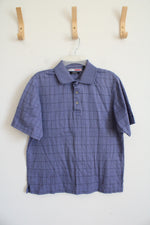 Grand Slam Blue Plaid Polo Shirt | M