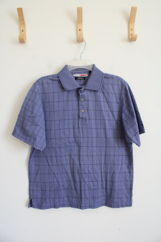 Grand Slam Blue Plaid Polo Shirt | M