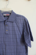 Grand Slam Blue Plaid Polo Shirt | M