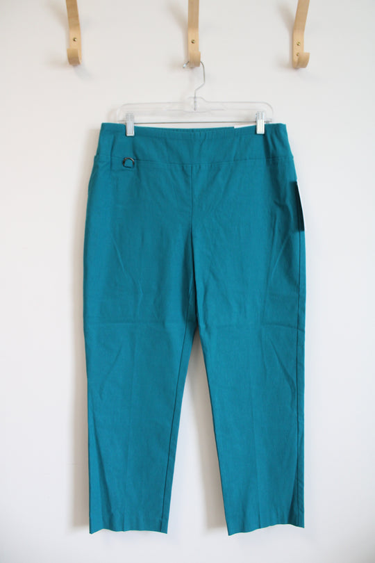 NEW Jules & Leopold Pull On Slim Leg Ankle Length Teal Blue Pants | L