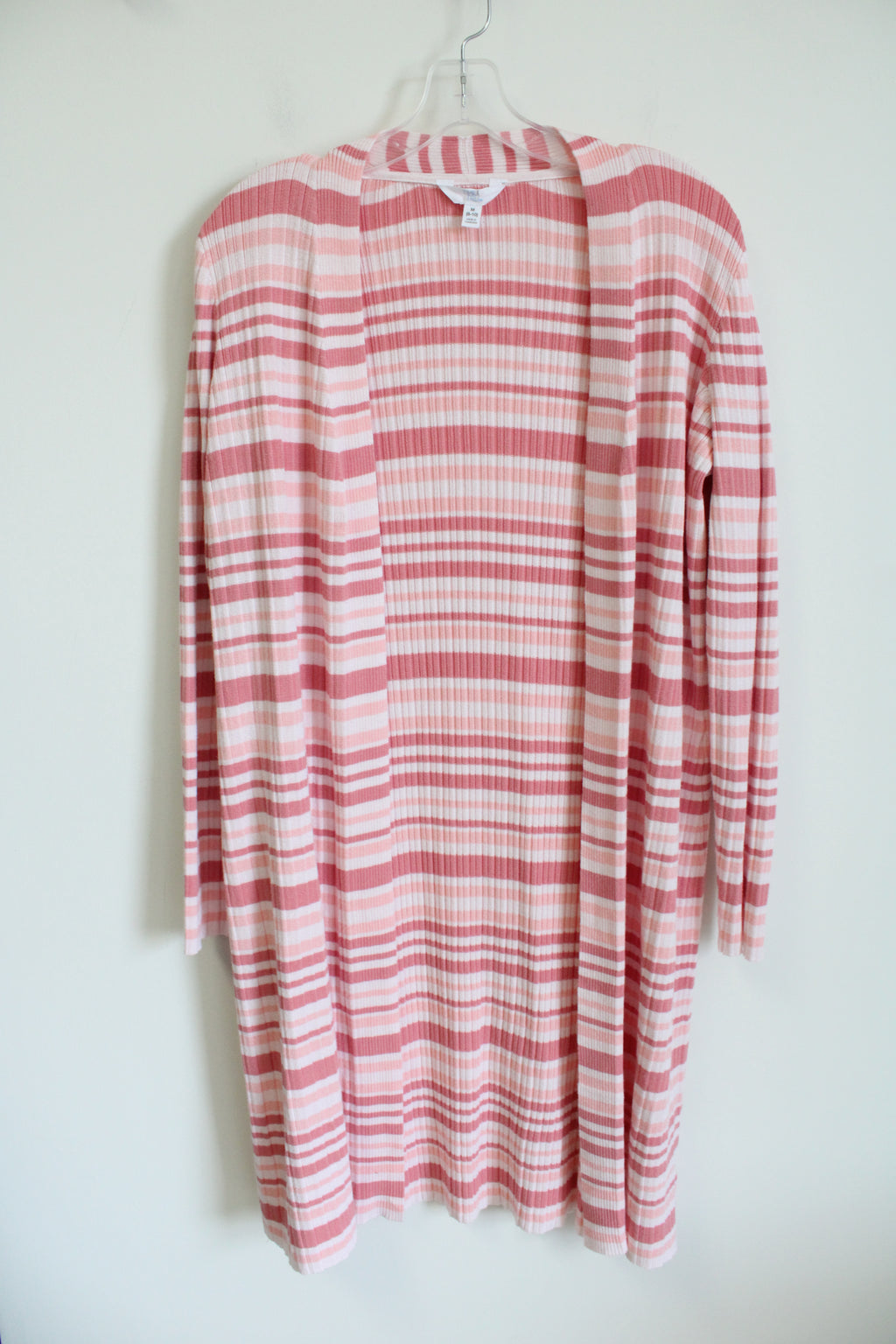 Time And Tru Pink Striped Rib Knit Long Cardigan | M (8/10)