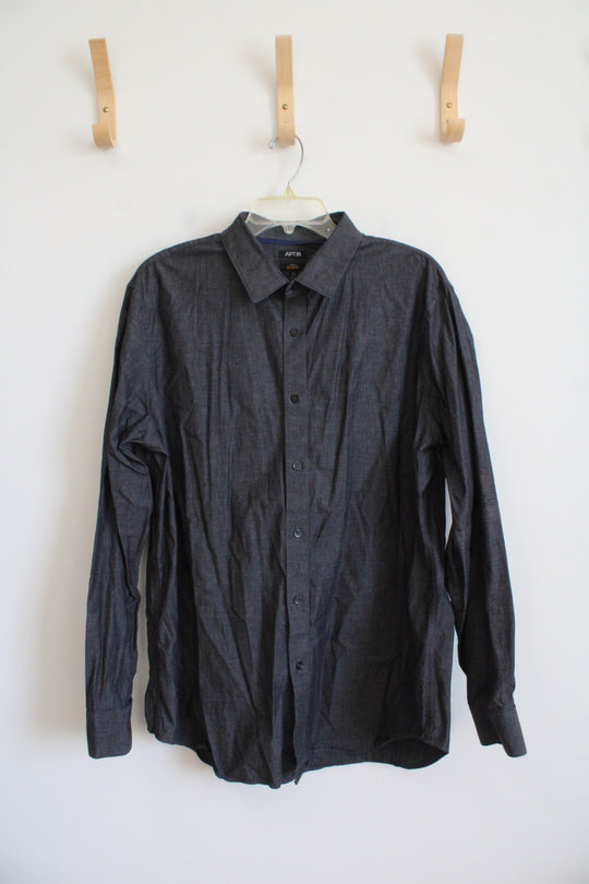 Apt. 9 Stretch Slim Fit Gray Button Down Shirt | XL