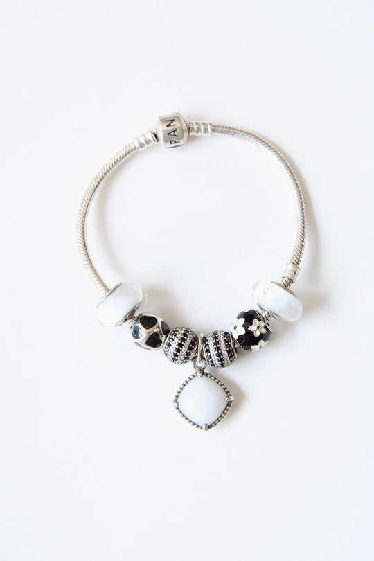 Pandora Black & White Beaded Bracelet