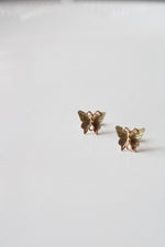Two-Tone Yellow & Rose Gold 10K Butterfly Stud Earrings