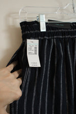 NEW Maurice's Linen Blend Navy and White Striped Cargo Pocket Drawstring Pants | S