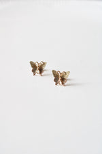 Two-Tone Yellow & Rose Gold 10K Butterfly Stud Earrings