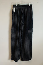NEW Maurice's Linen Blend Navy and White Striped Cargo Pocket Drawstring Pants | S