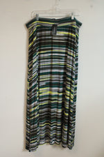 NEW Lane Bryant Green Gray and Yellow Striped Maxi Skirt | 18/20