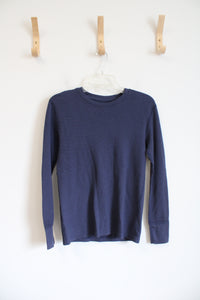 Fruit Of The Loom Blue Waffle Knit Long Sleeved Shirt | M