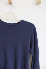 Fruit Of The Loom Blue Waffle Knit Long Sleeved Shirt | M