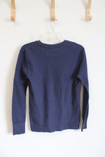 Fruit Of The Loom Blue Waffle Knit Long Sleeved Shirt | M