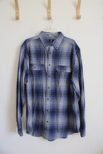George Blue & Gray Plaid Button Down Shirt | XL Tall