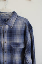 George Blue & Gray Plaid Button Down Shirt | XL Tall