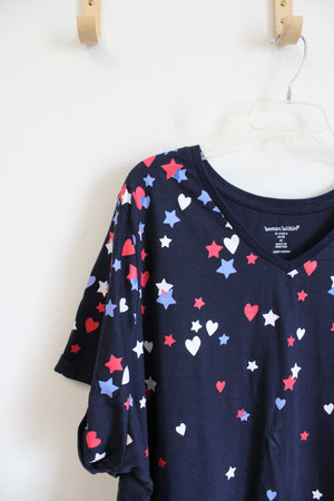 Woman Within Red White & Blue Heart & Stars Top | 4X