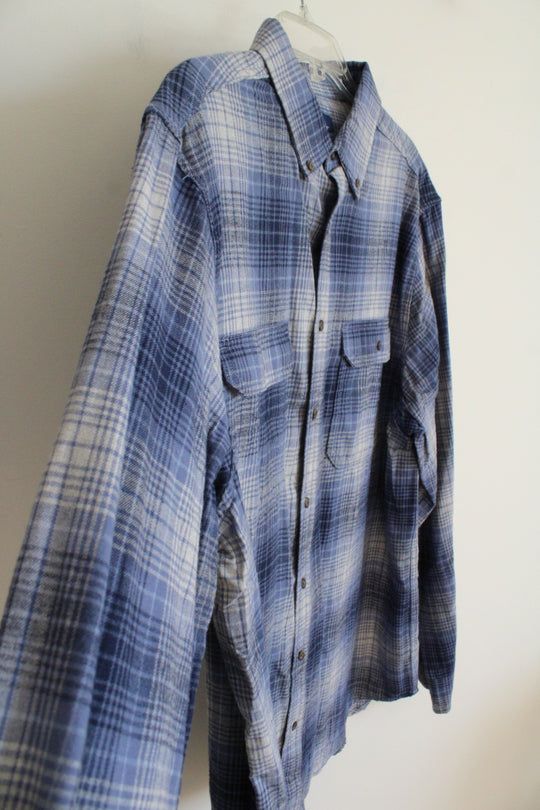 George Blue & Gray Plaid Button Down Shirt | XL Tall