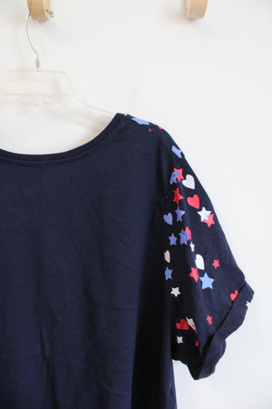 Woman Within Red White & Blue Heart & Stars Top | 4X