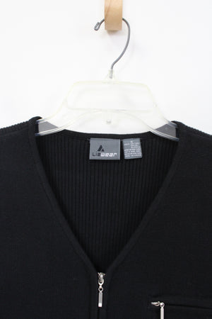 Liz Claiborne LizWear Black Ribbed Zip Up Knit Vest | S