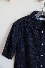 Old Navy Regular Fit Everyday Navy & White Polka Dot Button Down Shirt | M Tall