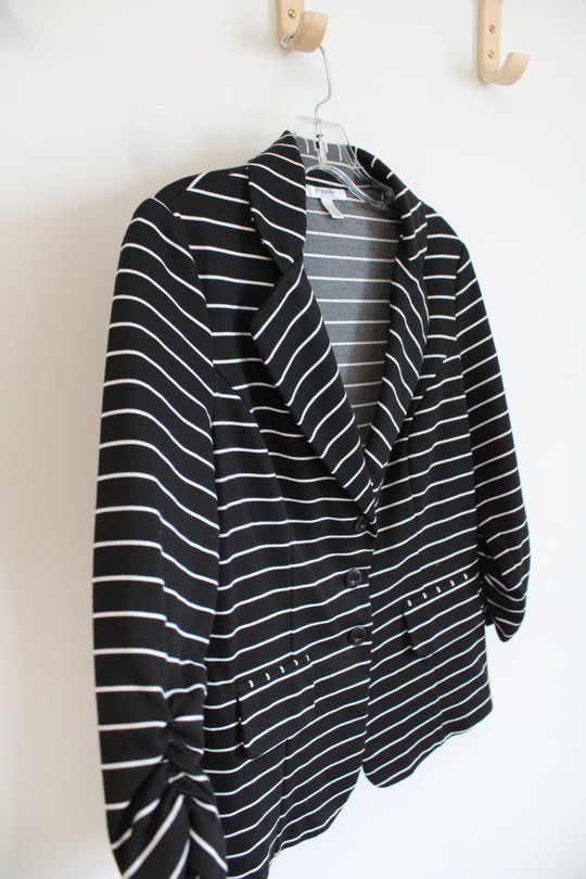 Dressbarn Black & White Striped Blazer | M