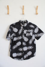 RKLYN Athletics Charcoal Gray & White Pineapple Button Down Shirt | XXL
