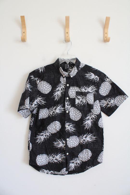 RKLYN Athletics Charcoal Gray & White Pineapple Button Down Shirt | XXL