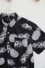 RKLYN Athletics Charcoal Gray & White Pineapple Button Down Shirt | XXL