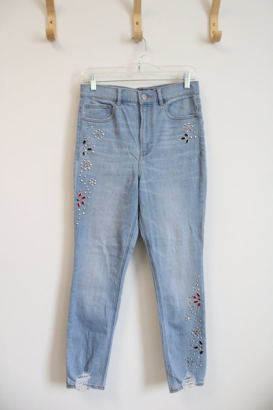 Express Stretch Ankle Legging Super High Rise Bedazzled Jeans | 4R