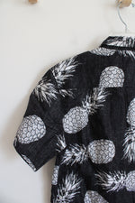 RKLYN Athletics Charcoal Gray & White Pineapple Button Down Shirt | XXL