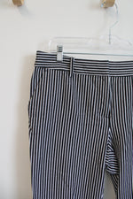 LOFT The Riviera Slim Gray & White Striped Pants | 10