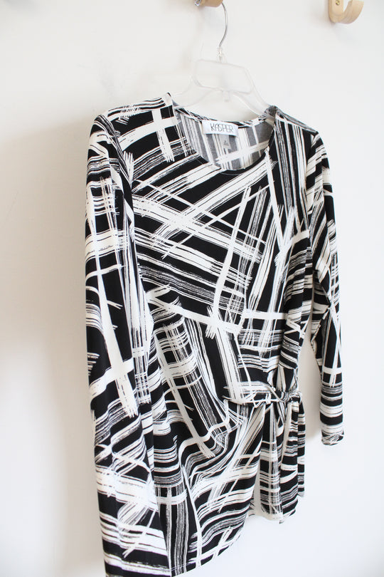 Kasper Black & White Patterned Top | M