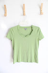 Ann Taylor Green Scalloped Neck Silk Blend Top | S