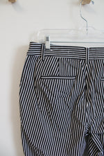 LOFT The Riviera Slim Gray & White Striped Pants | 10