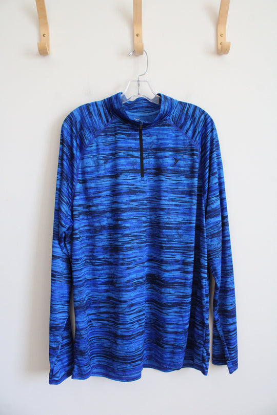 Old Navy Active Go-Dry Blue & Black 1/4 Zip Athletic Sweatshirt | XL