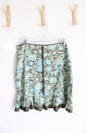 Daisy Fuentes Green & Blue Floral Ruffled Hem Skirt | 12