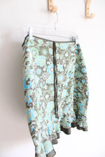 Daisy Fuentes Green & Blue Floral Ruffled Hem Skirt | 12