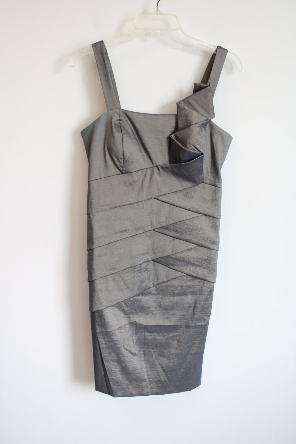 Vintage NW Collections Gray Tan Taffeta Dress | M