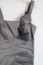 Vintage NW Collections Gray Tan Taffeta Dress | M