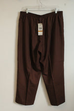 NEW Alfred Dunner Brown Straight Leg Pants with Elastic Waistband | 16